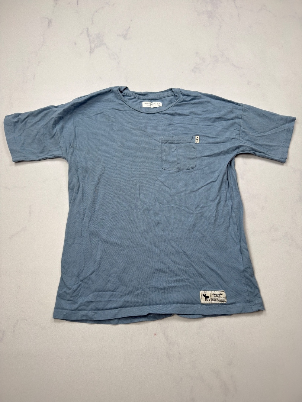 Abercrombie Kids Oversized Fit T-Shirt Blue Pocket - Kids 15/16